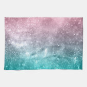 Aqua blauw Roze ombre zee sterrenstelsel abstract Theedoek (Horizontaal)