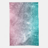 Aqua blauw Roze ombre zee sterrenstelsel abstract Theedoek (Verticaal)