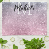 Aqua blauw Roze ombre zee sterrenstelsel abstract  Theedoek (Gevouwen)