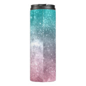 Aqua blauw Roze ombre zee sterrenstelsel abstract Thermosbeker (Achterkant)