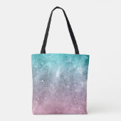 Aqua blauw Roze ombre zee sterrenstelsel abstract Tote Bag (Achterkant)
