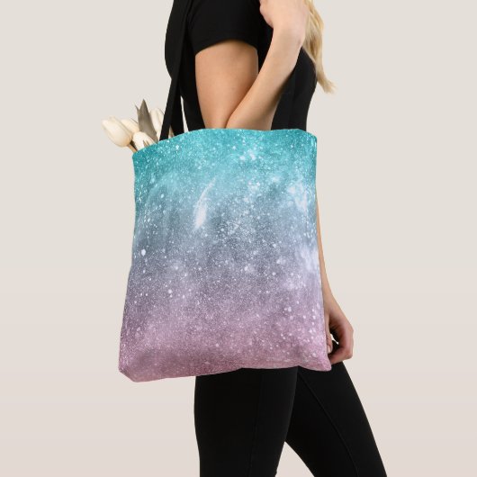 Aqua blauw Roze ombre zee sterrenstelsel abstract Tote Bag (Dichtbij)