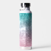 Aqua blauw Roze ombre zee sterrenstelsel abstract  Waterfles (Rechts)