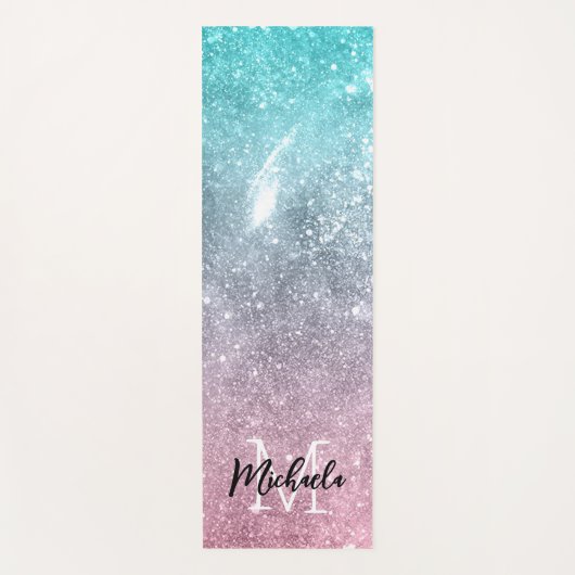 Aqua blauw Roze ombre zee sterrenstelsel abstract  Yogamat (Voorkant)