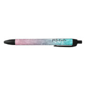 Aqua blauw Roze ombre zee sterrenstelsel abstract  Zwarte Inkt Pen (Bodem)