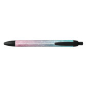 Aqua blauw Roze ombre zee sterrenstelsel abstract  Zwarte Inkt Pen (Achterkant)