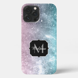 Aqua blauw Roze zee sterrenstelsel abstract Monogr iPhone 13 Pro Max Hoesje