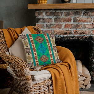 Aqua Blauw Schamrock Groen Vintage Turkse Kilim Kussen