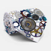 Aqua, blauw steampunk stropdas, tandwielen, cogs,  stropdas (Opgerold)
