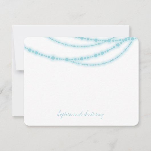 Aqua Blauw Stijlvolle Sprankelende Lichten Foto Br Bedankkaart (Voorkant)