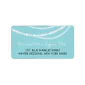 Aqua Blauw Stijlvolle Sprankelende Lichten Klassie Etiket (Voorkant)