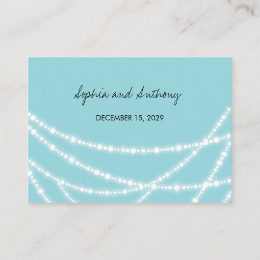 Aqua Blauw Stijlvolle Sprankelende Lichten Klassie Plaatskaartje (Achterkant)