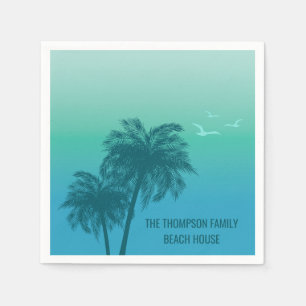 Aqua Blauw Teal Groen Palmbomen Tropische Zomer Servet
