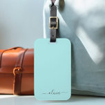 Aqua Blauw Teal Meisjesachtig Script Monogram Naam Bagagelabel<br><div class="desc">Aqua Blauw Teal Monogram Voeg Je Eigen Naam Toe Script Handtekening Kussen. De bagagelabel is het perfecte cadeau voor iemand die van een chic elegante en moderne stijl houdt voor verjaardag,  trouwdag,  bruidsfeest,  babyshower of vrijgezellenfeest.</div>