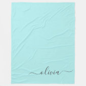 Aqua Blauw Teal Moderne Script Meisjesachtige Mono Fleece Deken (Voorkant)