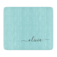 Aqua Blauw Teal Moderne Script Meisjesachtige Mono