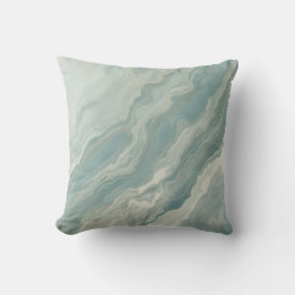 Aqua Blauw Teal Salie Groen Abstracte Print 40cm Kussen