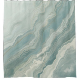Aqua Blauw Teal Salie Groen Abstracte Print Douchegordijn