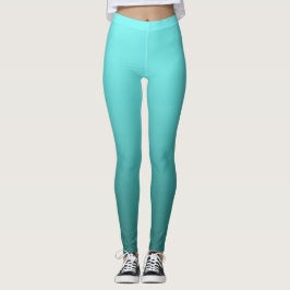 Aqua Blauw Turkoois Gedompelde Ombre Leggings