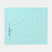 Aqua Blauw Turquoise Meisjesachtig Script Monogram Fleece Deken (Voorkant (Horizontaal))