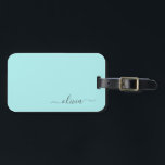 Aqua Blauw Turquoise Meisjesachtige Script Monogra Bagagelabel<br><div class="desc">Aqua Blauw Turquoise Monogram Voeg je eigen naam toe Script Bagage Tag De bag tag is het perfecte cadeau voor 16e verjaardag,  trouwdag,  bruidsfeest,  baby shower of vrijgezellenfeest voor iemand die haar kamer stijlvol inricht.</div>