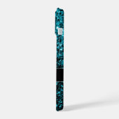 Aqua blauw Turquoise nepschittertjes Monogram iPhone 15 Case (Linkerkant)
