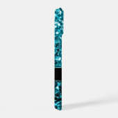 Aqua blauw Turquoise nepschittertjes Monogram iPhone 15 Case (Rechterkant)