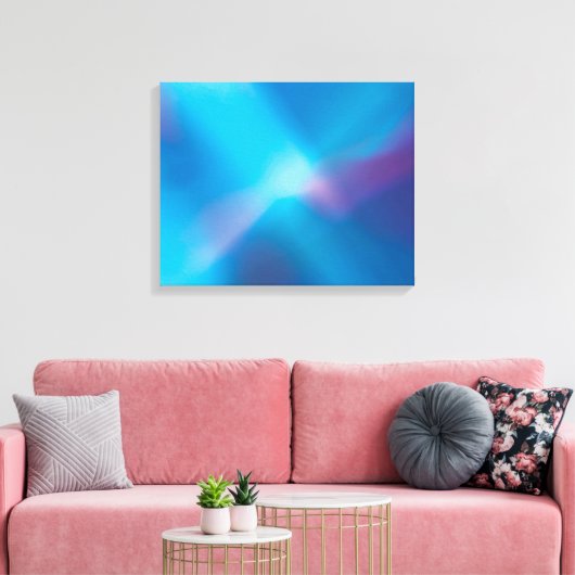 Aqua Blauw Violet Gloeiend Licht #1 Abstract Canva Canvas Afdruk (Insitu (Woonkamer))