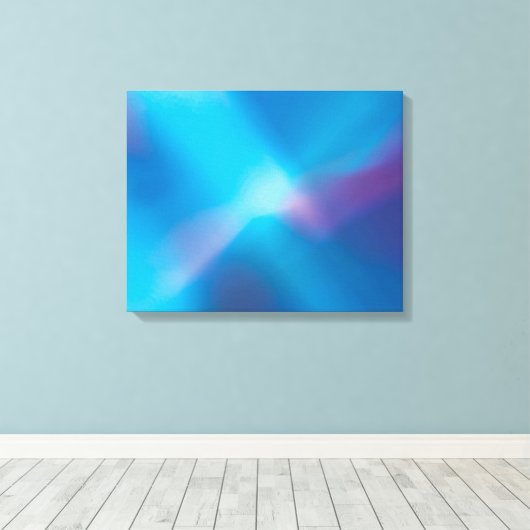 Aqua Blauw Violet Gloeiend Licht #1 Abstract Canva Canvas Afdruk (Insitu (Houten vloer))
