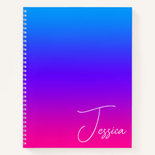 Aqua Blauw Violette Paars en Heet Roze Ombre Notitieboek