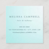 Aqua blauw vrouwelijk professioneel minimalist vierkante visitekaartje (Achterkant)