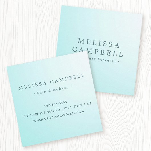 Aqua blauw vrouwelijk professioneel minimalist vierkante visitekaartje