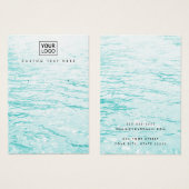 Aqua blauw water, aangepaste logo-oorenkaart visitekaartje (Voorkant /achterkant)