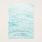 Aqua blauw water, aangepaste logo-oorenkaart visitekaartje (Achterkant)
