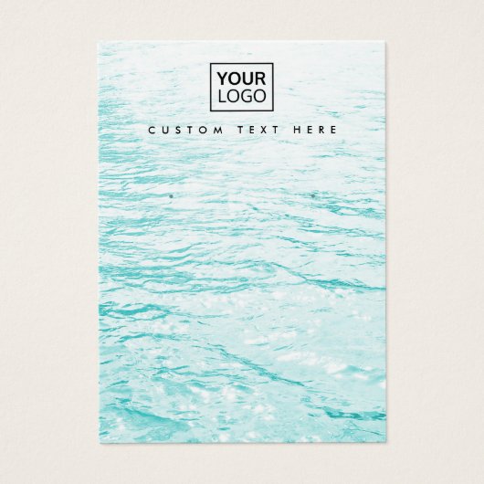 Aqua blauw water, aangepaste logo-oorenkaart visitekaartje (Voorkant)