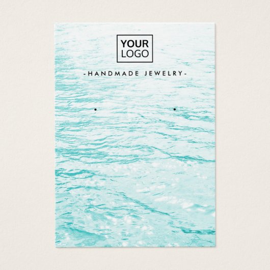 Aqua blauw water, aangepaste logo-oorenkaart visitekaartje (Voorkant)