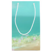 Aqua blauw water/beschilderde strandkust klein cadeauzakje (Achterkant)