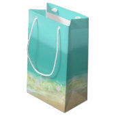 Aqua blauw water/beschilderde strandkust klein cadeauzakje (Achterkant Gekanteld)