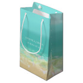 Aqua blauw water/beschilderde strandkust klein cadeauzakje (Voorkant Gekanteld)