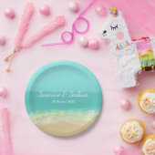 Aqua blauw water/beschilderde strandkust papieren bordje (Feest)