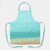 Aqua blauw water/beschilderde strandkust schort (Voorkant)