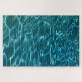 Aqua Blauw Water Patroon, rimpelende oceaan golven Legpuzzel (Horizontaal)