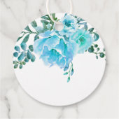 Aqua blauw waterverf bloemenbruiloft Dank U Bedankjes Labels (Achterkant)