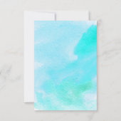 Aqua blauw waterverf splash, zeesterren bruiloft R RSVP Kaartje (Achterkant)