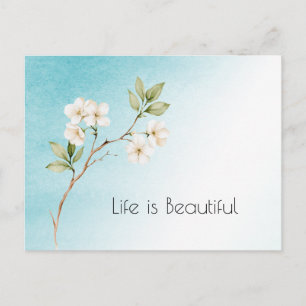 Aqua Blauw Witte Bloem Briefkaart
