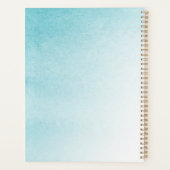 Aqua Blauw Witte Bloem Planner (Achterkant)