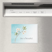 Aqua Blauw Witte Bloemen Magneet (Insitu (Vaatwasser))