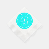 Aqua Blauw/Witte Stip Monogram