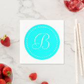 Aqua Blauw/Witte Stip Monogram Servetten (Insitu)