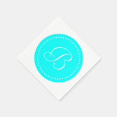 Aqua Blauw/Witte Stip Monogram Servetten (Hoek)